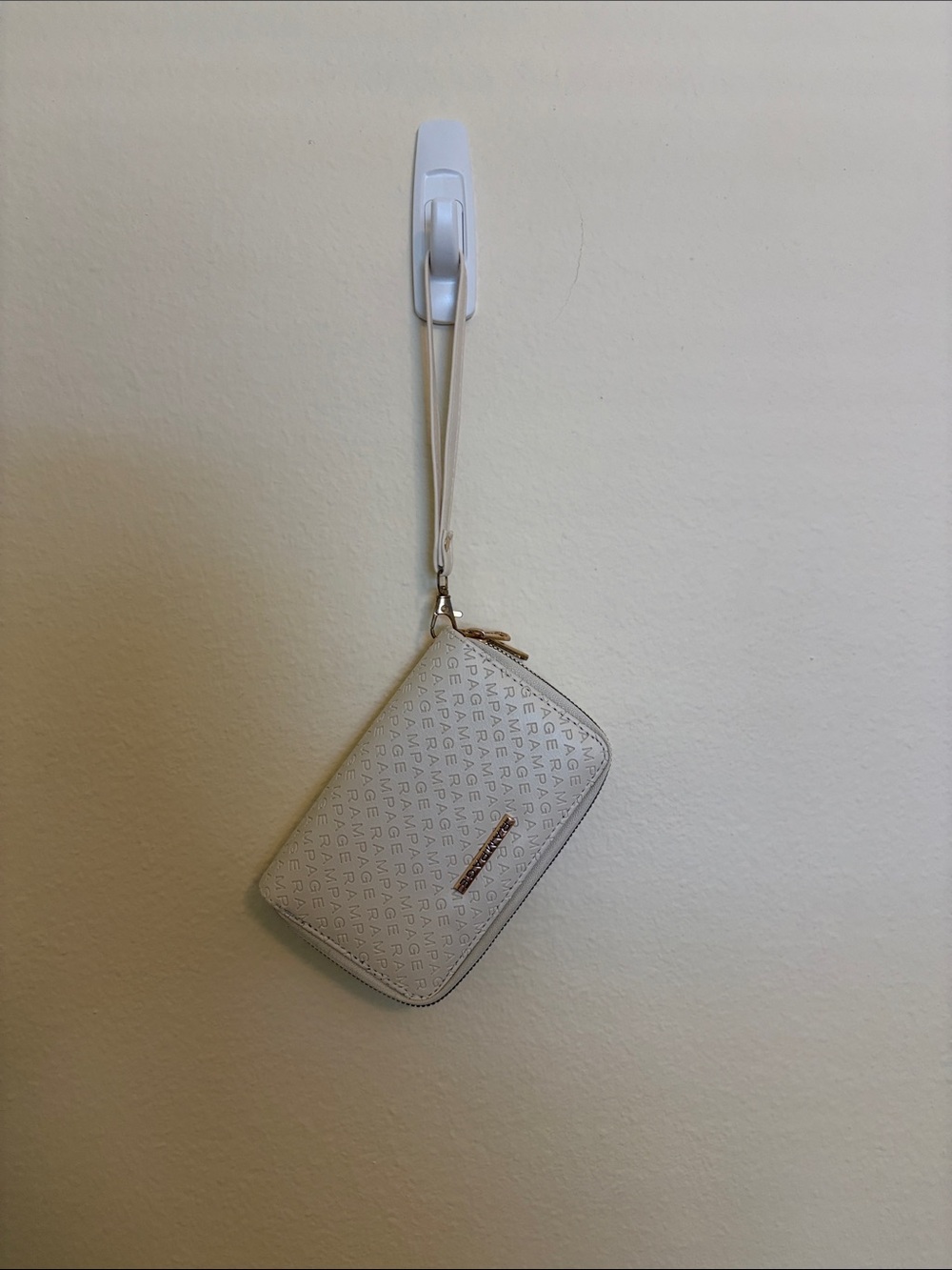 Rampage Embossed Logo Zip Wristlet in Light Gray